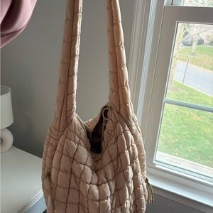 Quilted Cream Shoulder Bag